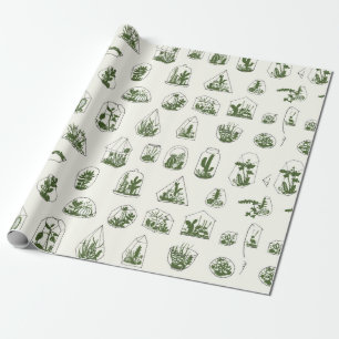 Papier Cadeau Florarium géométrique avec motif succulent.