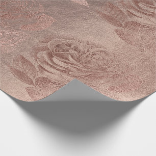 Papier Cadeau Floraux métalliques en pastel d'or de rose de