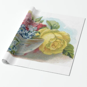 Papier Cadeau Floraux vintages colorés m'oublient pas des roses