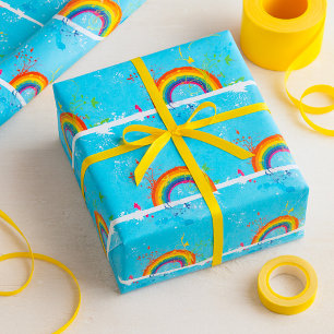 Papier Cadeau Flore arc-en-ciel Abstraite et plaque de peinture