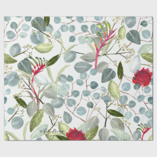 Papier Cadeau Flore australienne Eucalyptus feuilles Grande éch