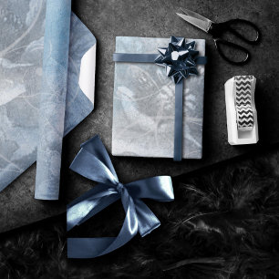 Papier Cadeau Flore de pavot   Superbe Fleur bleue Dusty Hued
