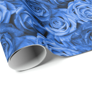 Papier Cadeau Flore des Roses bleus