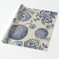 Flore d'impression florale de fleurs bleues antiqu