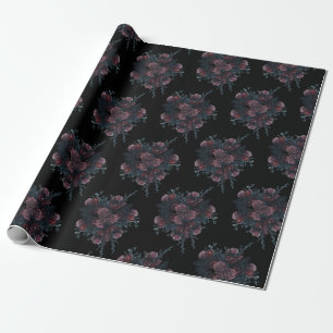 Papier Cadeau Flore foncé Mariage gothique noir