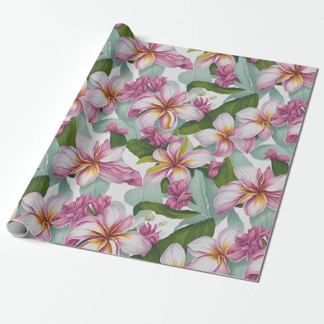 Papier Cadeau Flore Plumeria (Déroulé)