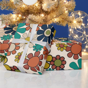 Papier Cadeau Flore rétro 60s les années 70 Fleurs esthétiques V