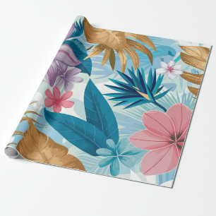 Papier Cadeau Flore tropicale avec des Feuilles luxuriants et de