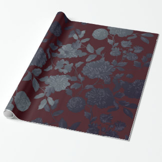 Papier Cadeau Flore Vintage moderne de Dark Red Ombre