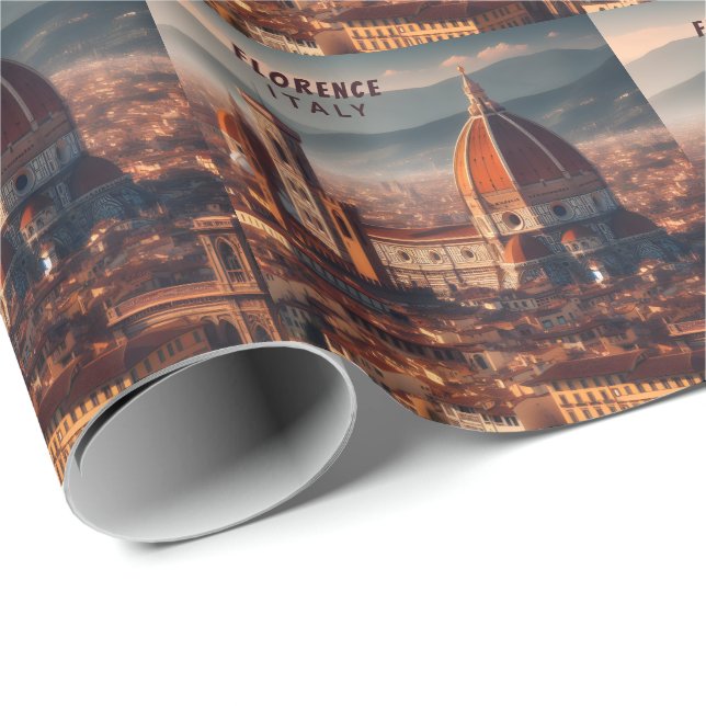 Papier Cadeau Florence Duomo Santa Maria del Fiore Italie Voyage (Coin rond)