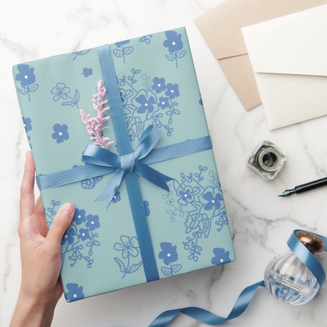 Papier Cadeau Flores azules (Cadeaux)