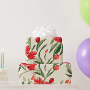 Papier Cadeau Flores de Noël