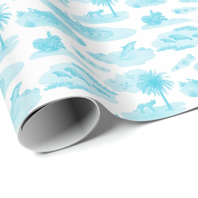 Papier cadeau Floride Toile (Turquoise) (Coin rond)