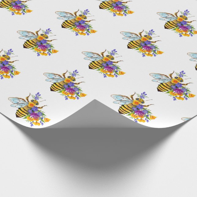 Papier Cadeau Flower bee with wild plants (Coin)