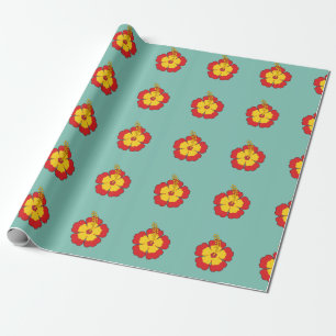 Papier Cadeau Flower rouge hibiscus