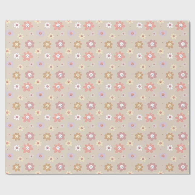 Papier Cadeau Flower Smiley Wrapping Paper (Plat)