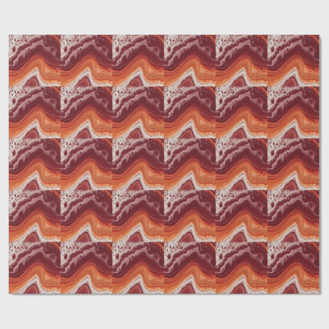 Papier Cadeau fluide orange et burgundi (Plat)