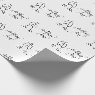 Papier Cadeau Flûtes à Champagne pour Jour de Mariage Blanc Sans