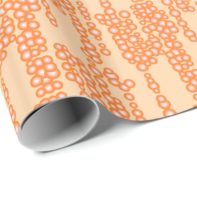 Papier Cadeau Flux de bulles, orange pastel (Coin rond)