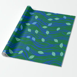 Papier Cadeau Flux Élémentaire Émeraude Vert Bleu Cobalt avec Fe