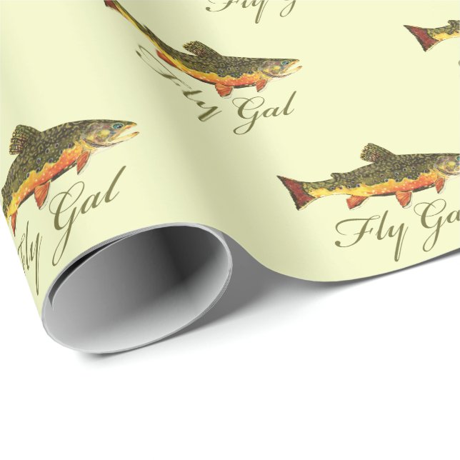Papier Cadeau Fly Fishing Fly Gal pour les femmes (Coin rond)