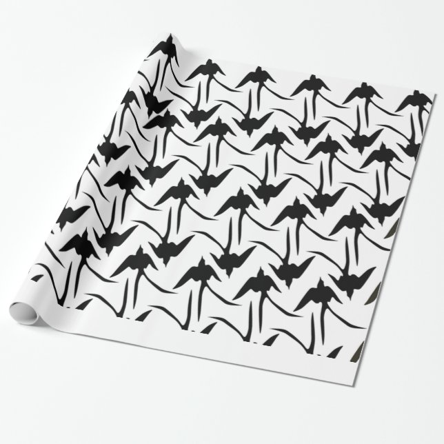 Papier Cadeau FLYCATCHER Ciseaux-Coupés la queue par noir (Déroulé)
