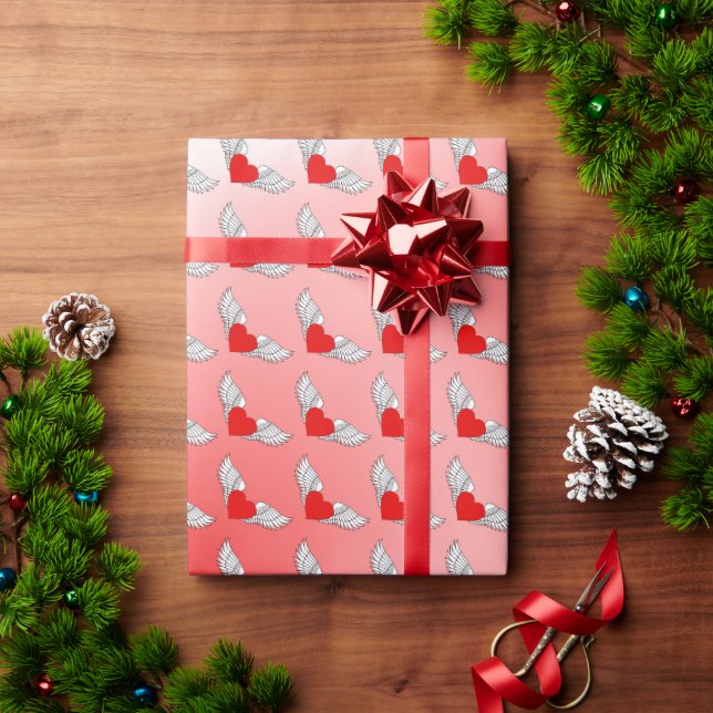 Papier Cadeau Flying Hearts Tilt (Cadeau de vacances)