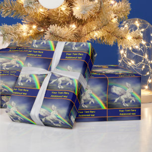 Papier Cadeau Flying Unicorn Horse Rainbow Imaginaire personnali