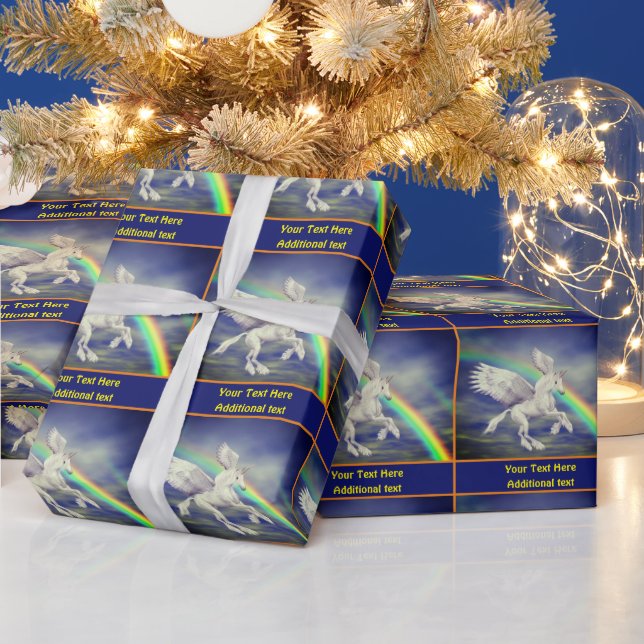 Papier Cadeau Flying Unicorn Horse Rainbow Imaginaire personnali (Vacances)