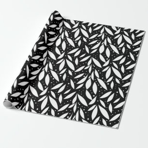 Papier Cadeau Foliage moderne noir et blanc