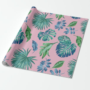 Papier Cadeau Foliage Tropical Monstera Palm Feuille Aquarelle
