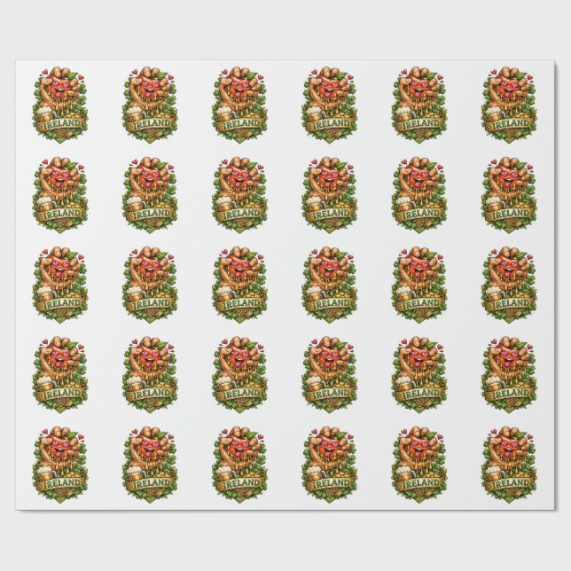 Papier Cadeau Folie de la pomme de la Saint-Patrick 🍀 (Plat)