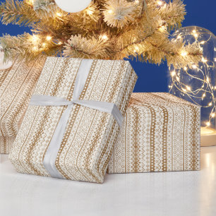 Papier Cadeau Foncé Fair Isle Knit Aquarelle Cabincore brun