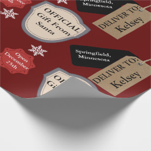 Papier Cadeau Fonctionnaire personnalisé Père Noël de nom et