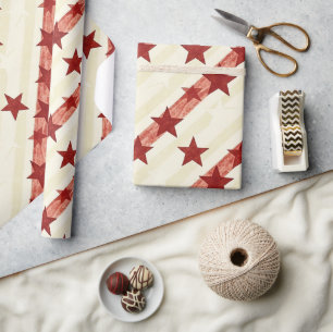 Papier Cadeau Fond à motif transparent étoiles rouges vintage 