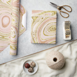 Papier Cadeau Fond abstrait en marbre d'or rose
