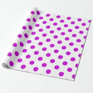 Papier Cadeau Fond blanc pois violets