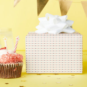 Papier Cadeau Fond crème avec des cœurs rouges et bordeaux
