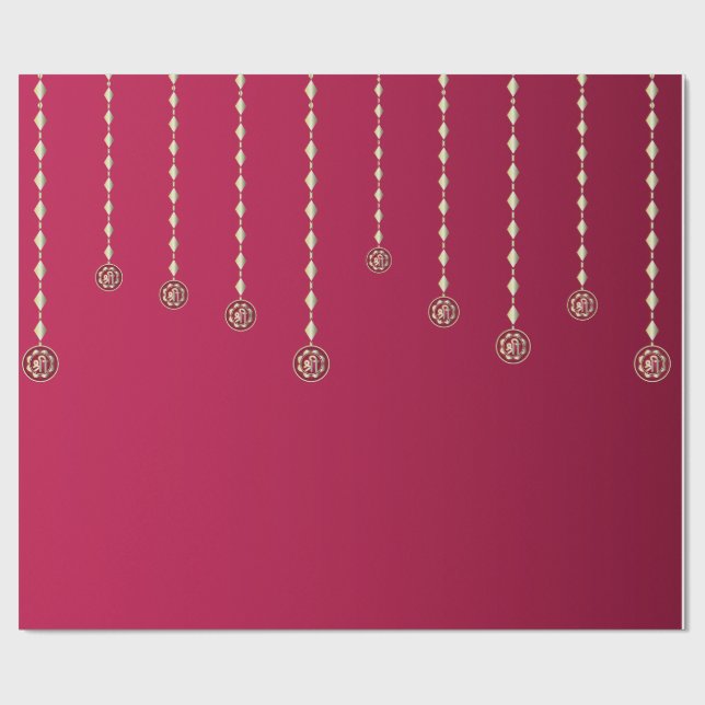 Papier Cadeau Fond de Diwali avec Diya Suspendu de Luxe (Plat)