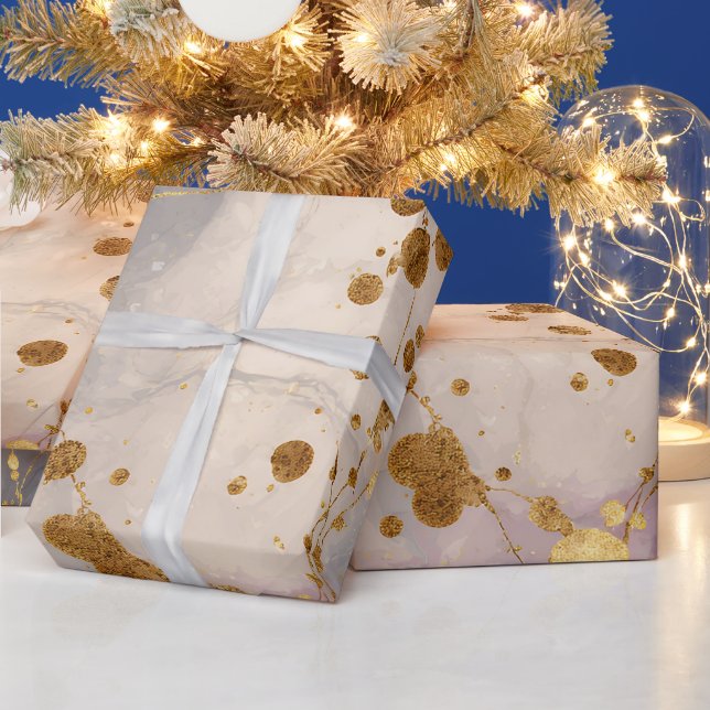 Papier Cadeau Fond d'éclaboussure d'encre Rose Gold (Vacances)