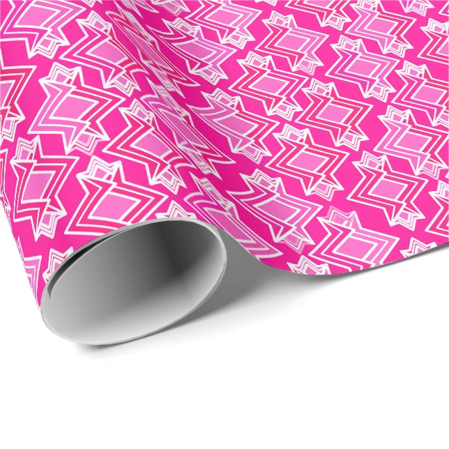 Papier Cadeau Fond d'écran Art Déco Motif, Fuchsia Pink (Coin rond)