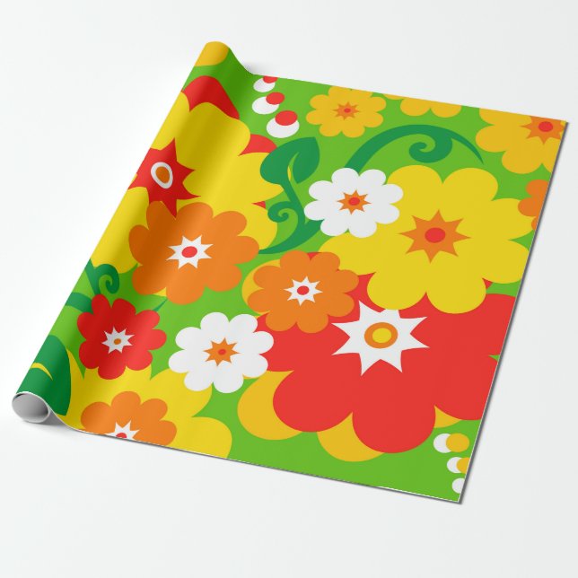 Papier Cadeau Fond d'écran Funky Flower Power (Déroulé)