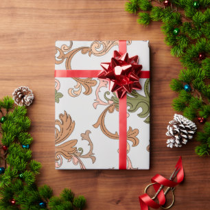 Papier Cadeau Fond élégant vintage victorien boho avec feuilles 