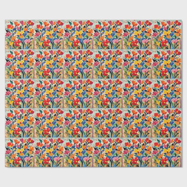 Papier Cadeau Fond floral abstrait, vibrant, (Plat)