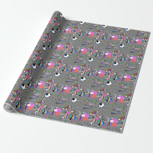 Papier Cadeau Fond géométrique abstrait numérique vibrant