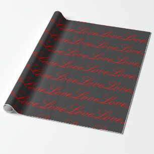 Papier Cadeau Fond gris tendance rouge amour timbre postal de ma