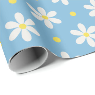 Papier Cadeau Fond personnalisé à motif de pâquerettes blanches