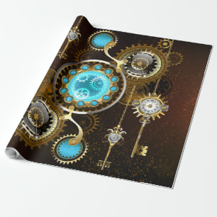 Papier Cadeau Fond rouillé Steampunk avec verres turquoise