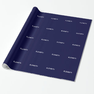 Papier Cadeau Fond uni DIY BG, monogramme du nom - Bleu marine