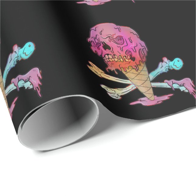 Papier Cadeau Fondre Crème de glace Déchirer le crâne (Coin rond)